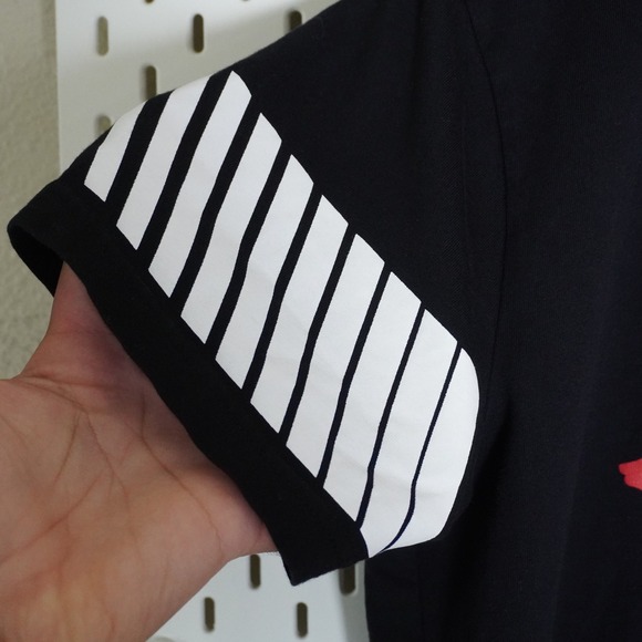 Kappa T-Shirt Black Large Iconic Logo Tee‎ Striped Sleeve Athleisure Casual - Picture 4 of 8
